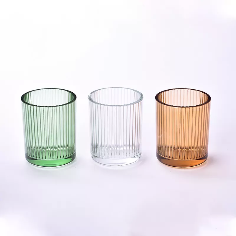 Bougeoir en verre à rayures verticales de 12 oz