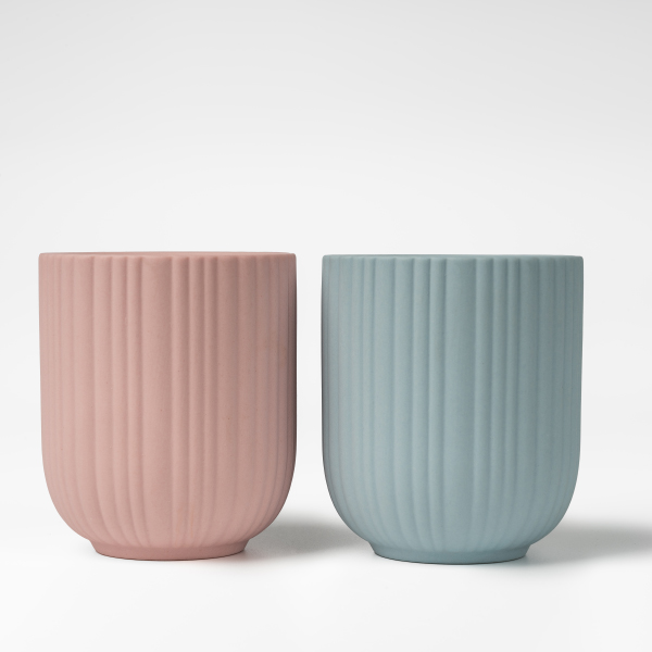 Bougeoirs en céramique mate rayée : récipient de lumière esthétique simple nordique