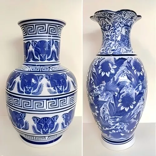 Vase en porcelaine bleue et blanche