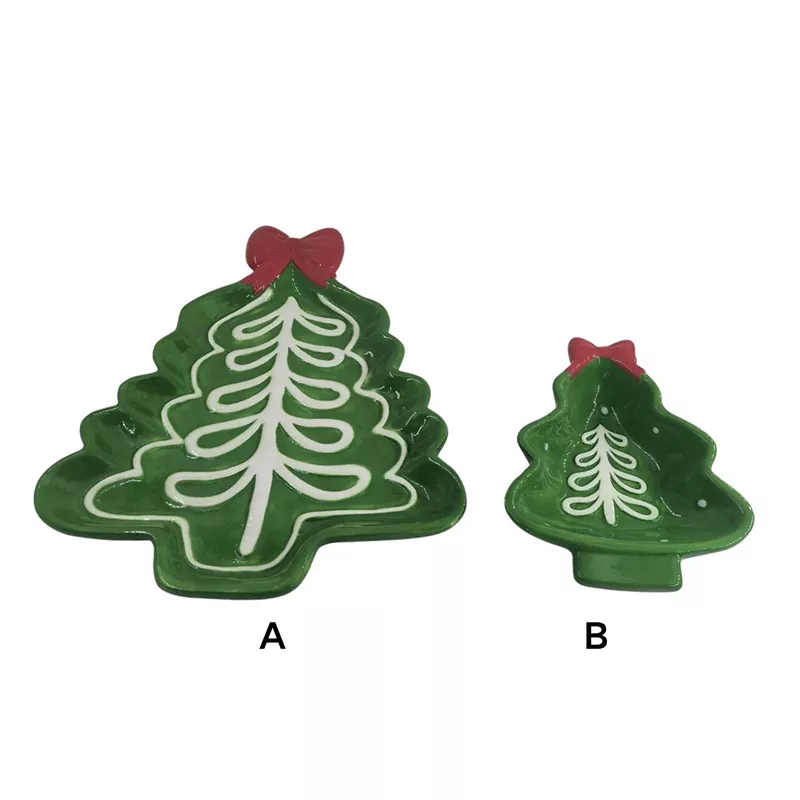 Assiette d'arbre de Noël peinte à la main, cadeau de vacances