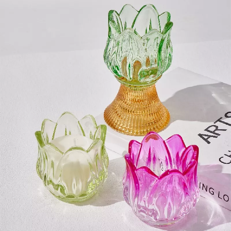 Bougeoir en Verre Merveilles Florales Colorées