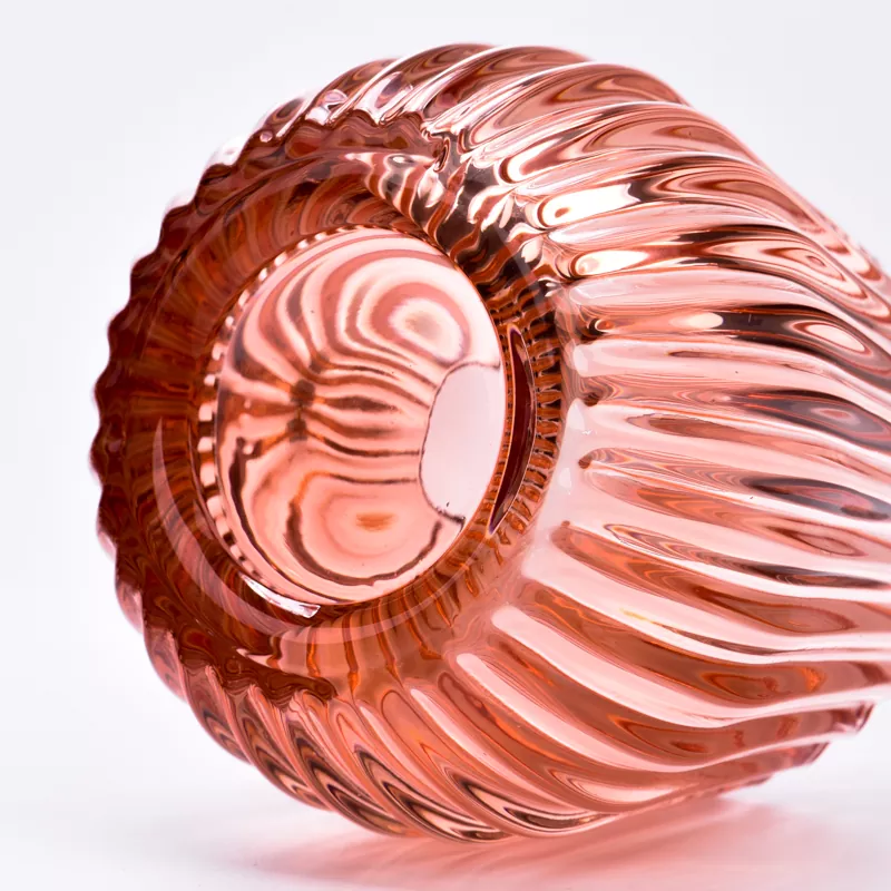 Bougeoir en verre rayé coloré