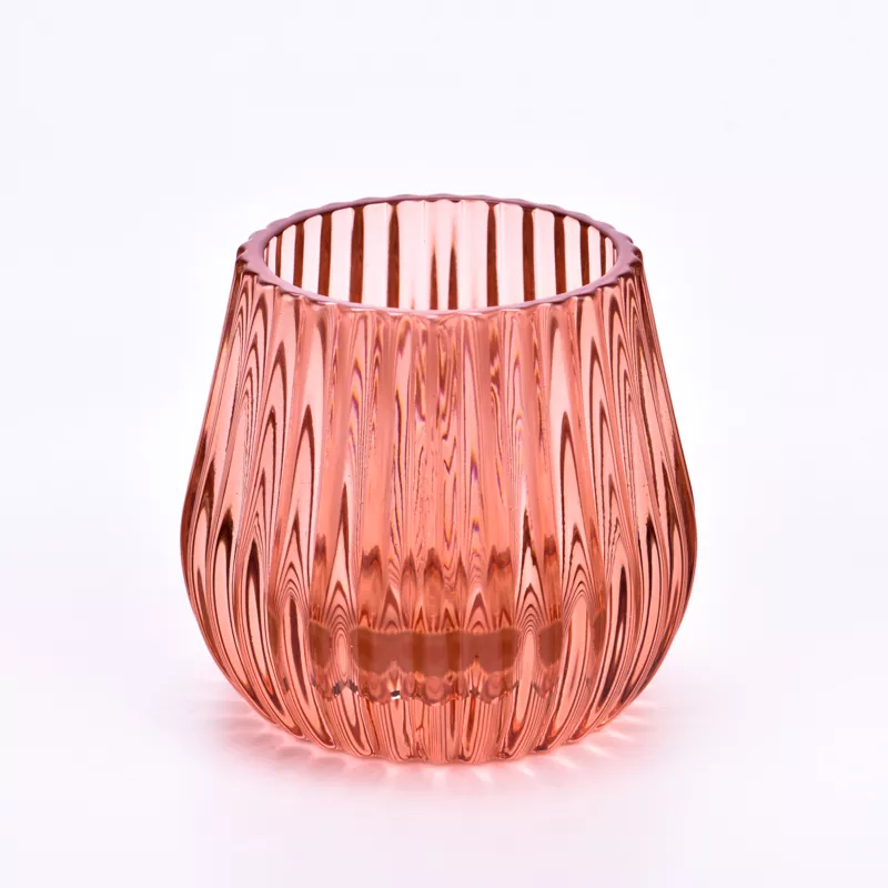 Bougeoir en verre rayé coloré