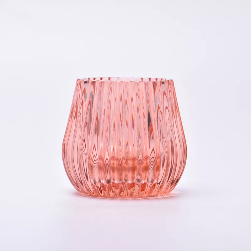 Bougeoir en verre rayé coloré
