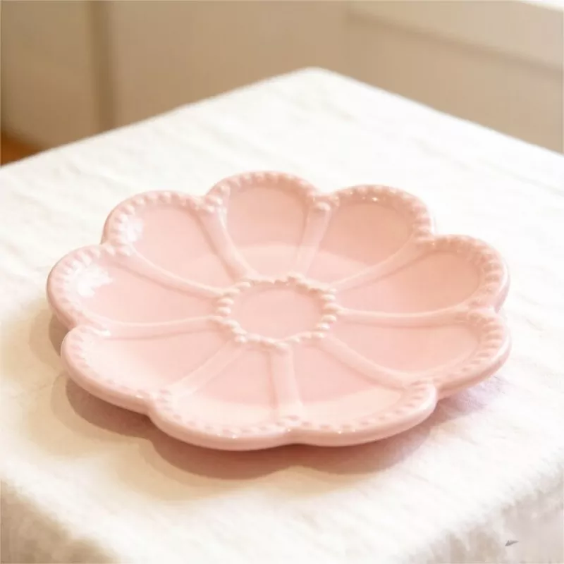 Plateau à bijoux décoratif en céramique à fleurs roses