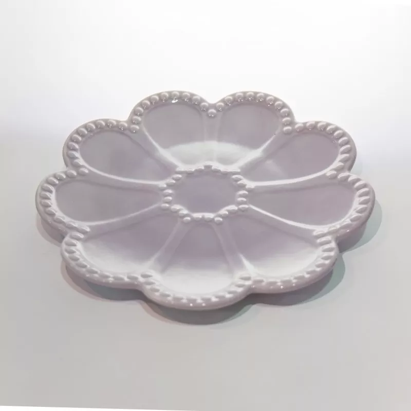Plateau à bijoux décoratif en céramique à fleurs violettes