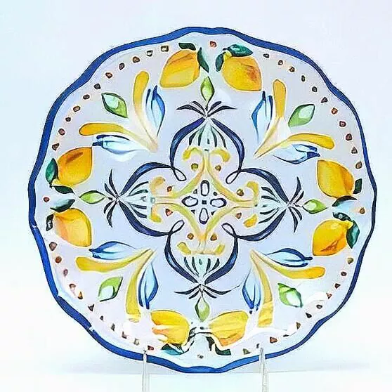 Ensemble de vaisselle en céramique de citron peint à la main