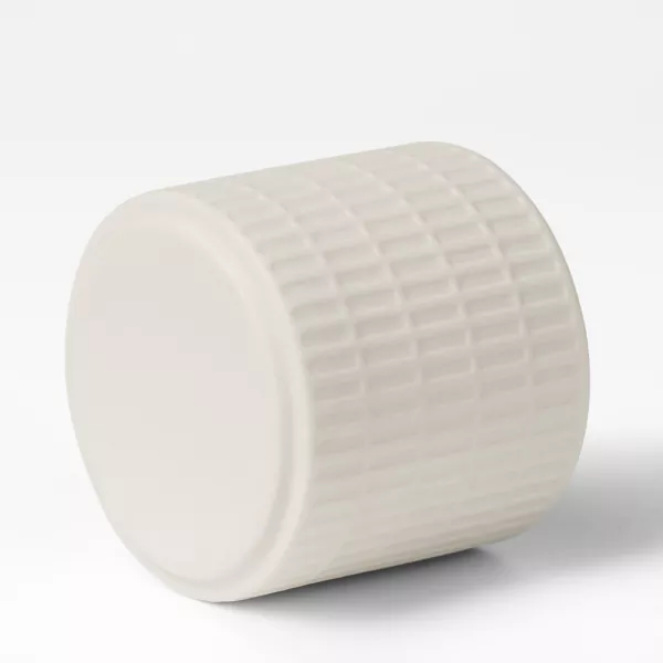 Bougeoirs en céramique à motif de grille blanc laiteux