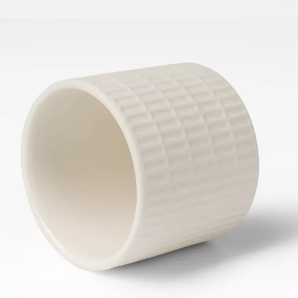 Bougeoirs en céramique à motif de grille blanc laiteux