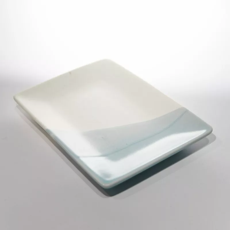 Assiette rectangulaire en céramique bicolore moderne