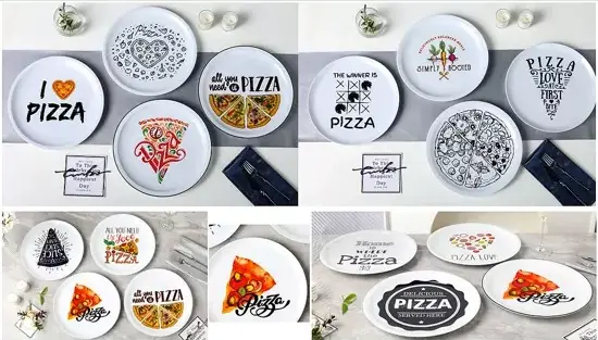 Ensemble d'assiettes en céramique sur le thème de la pizza