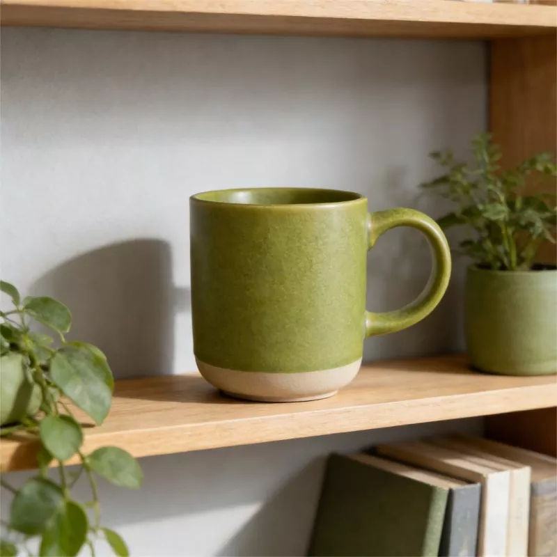 Tasse verte de voyage en céramique moderne et simple