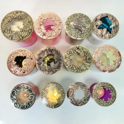 Couvercle universel pour pot de bougie en fer creux